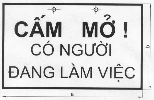 Biển báo an toàn điện: cấm mở có người đang làm việc